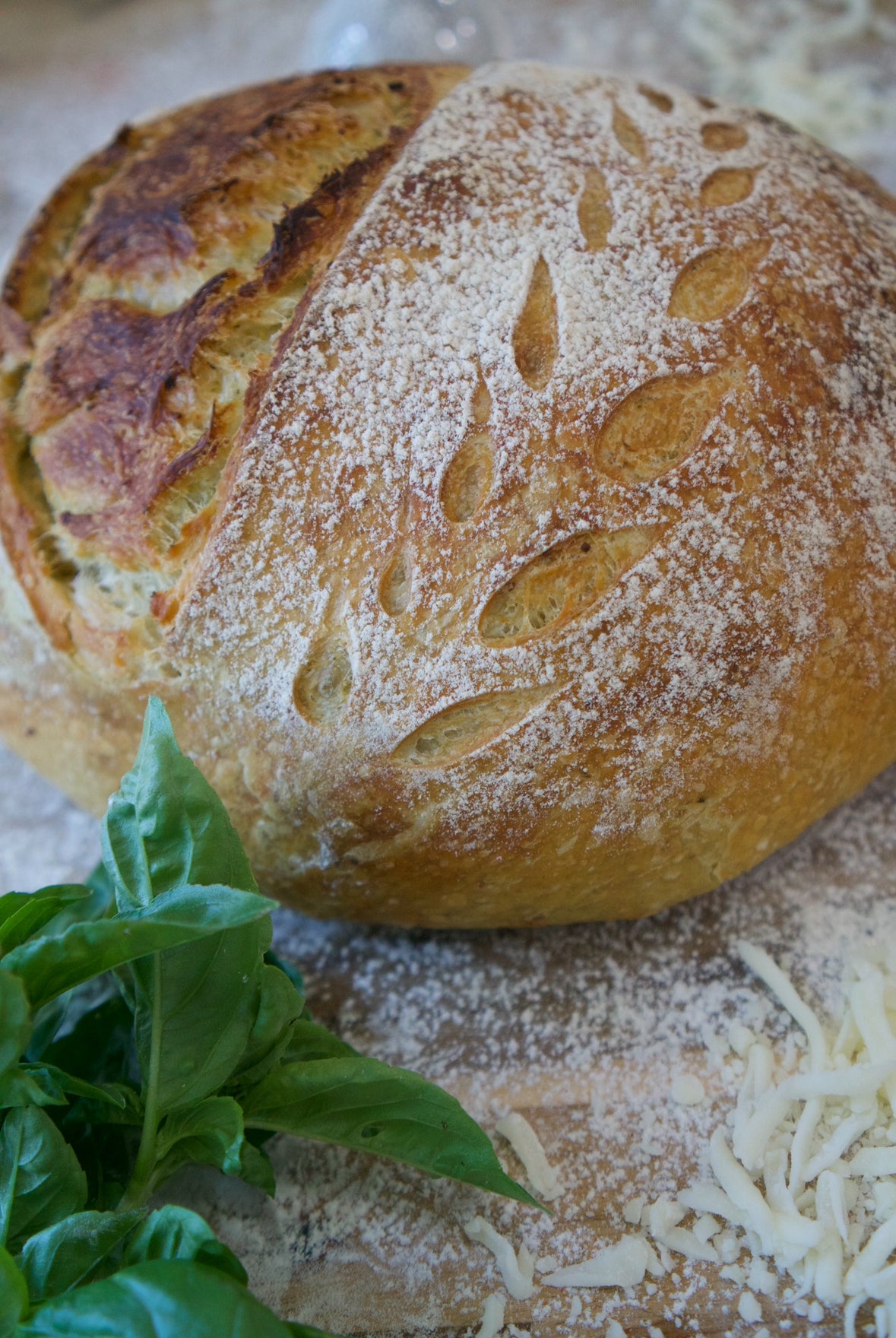 The "Basil Instinct" - Basil Pesto & Mozzarella Fresh Sourdough Bread