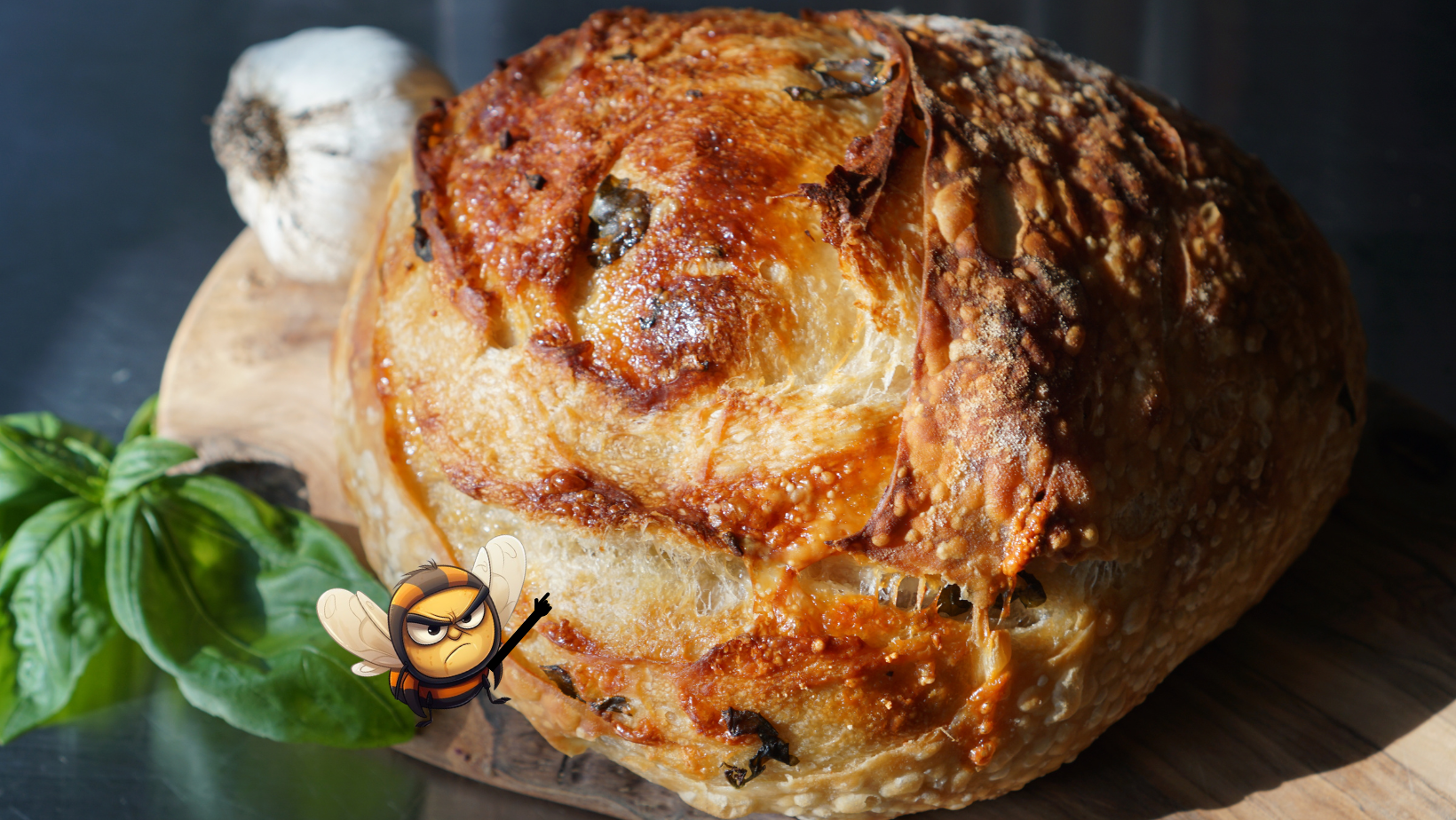The Beezza Crust™ - Fresh Garden Basil, Garlic & Parmesan Sourdough Loaf